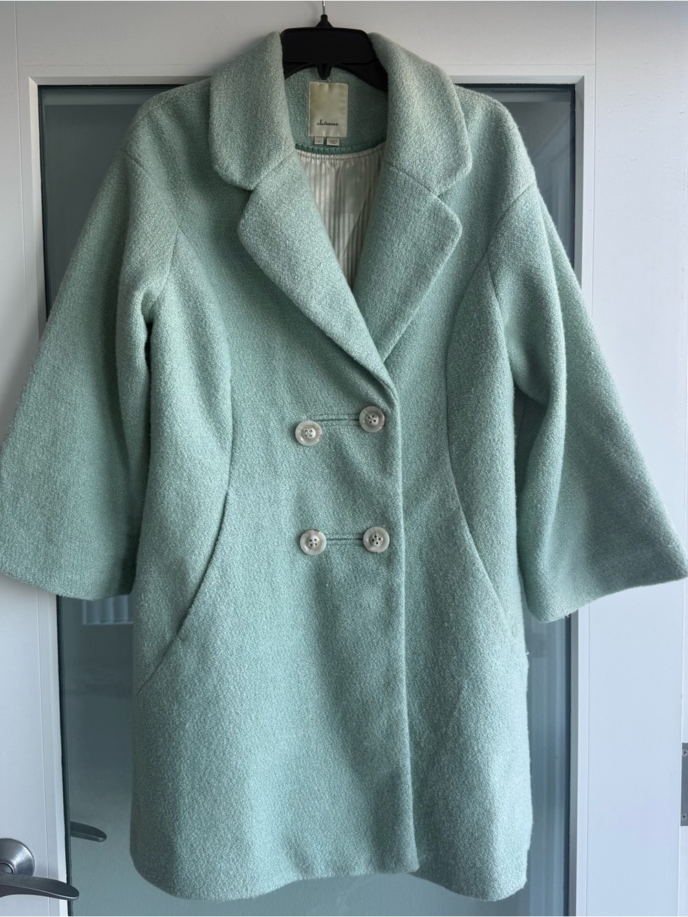 Elevenses / Anthropologie Mint Green Double-Breasted coat - sz L